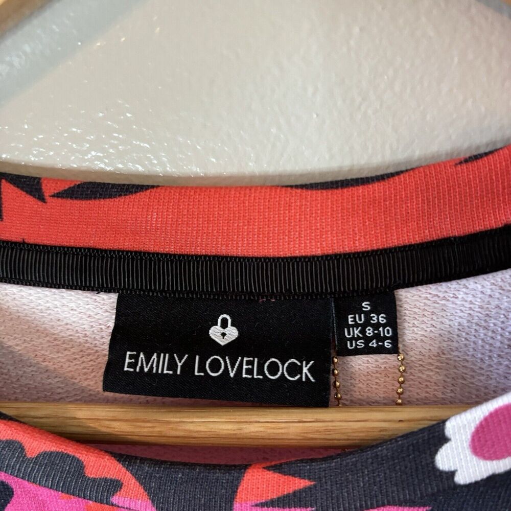 Emily Lovelock NEW Sweatshirt Pink Black Pullover Top Womens Sz Small MS… - Picture 5 of 10